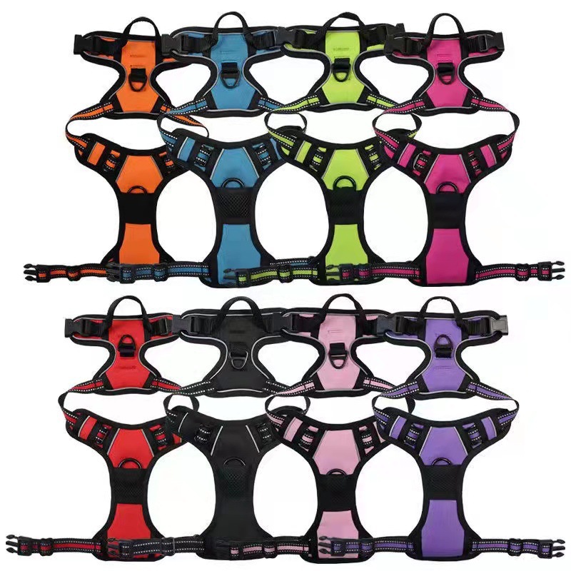 Reflective dog walking harness collection